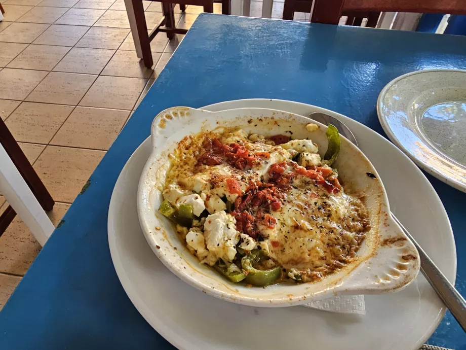 Baked feta cheese