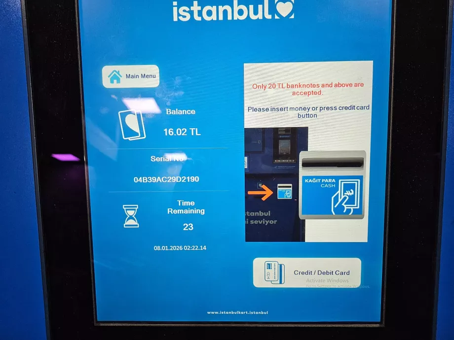 IstanbulKart recharging machine