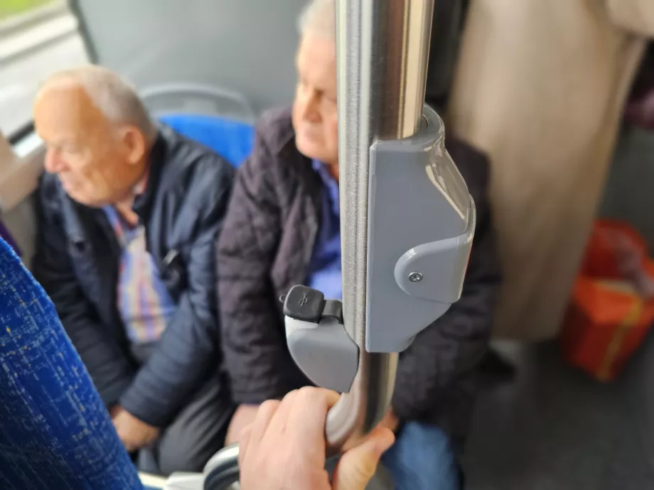 USB ports and "Stop" button