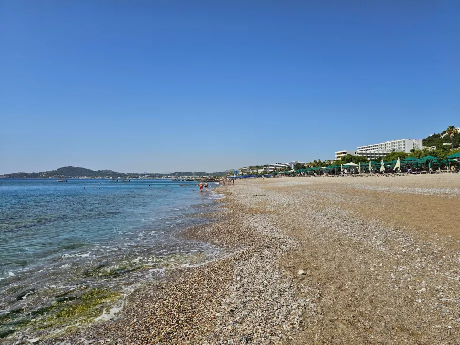 Faliraki main beach on the outskirts of the town