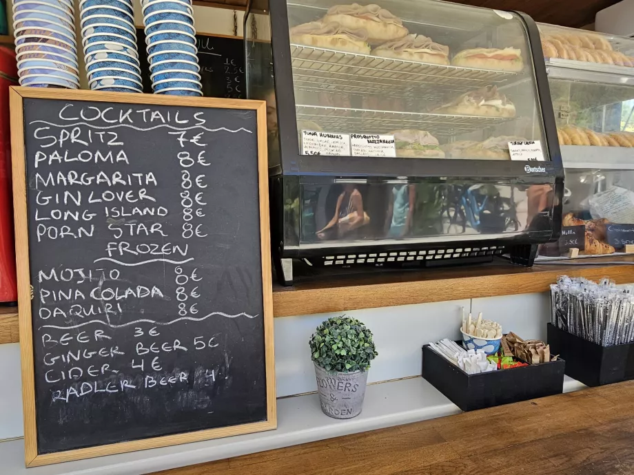 Refreshment prices at Anthony Quinn Beach