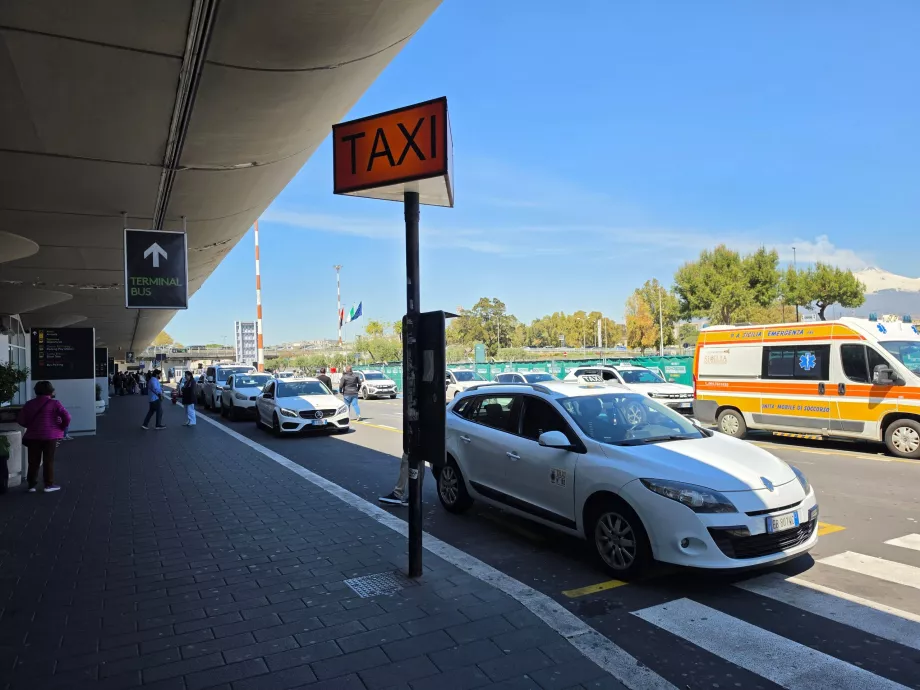 Taxi stand in front of the terminal