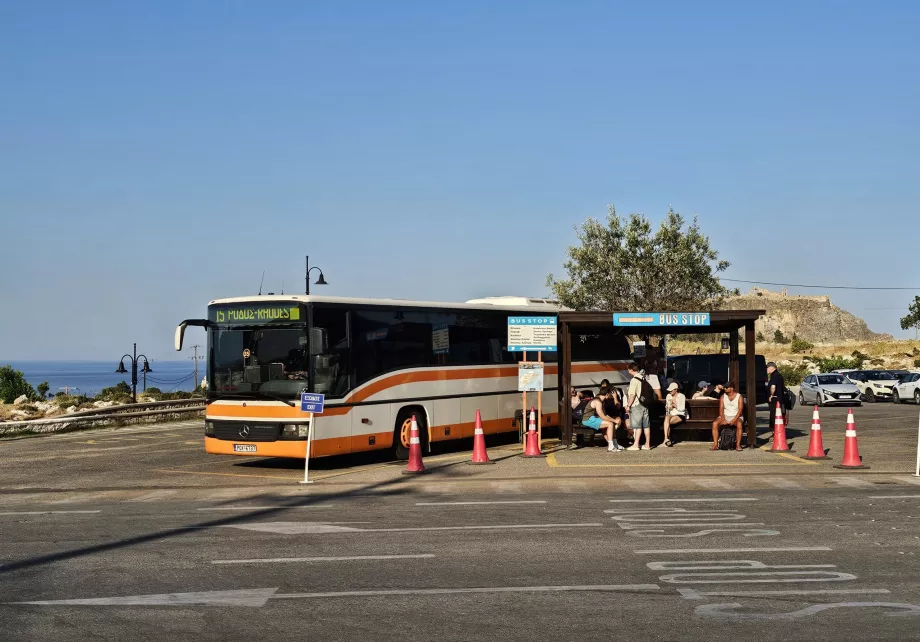 Bus stop on the main road, Lindos