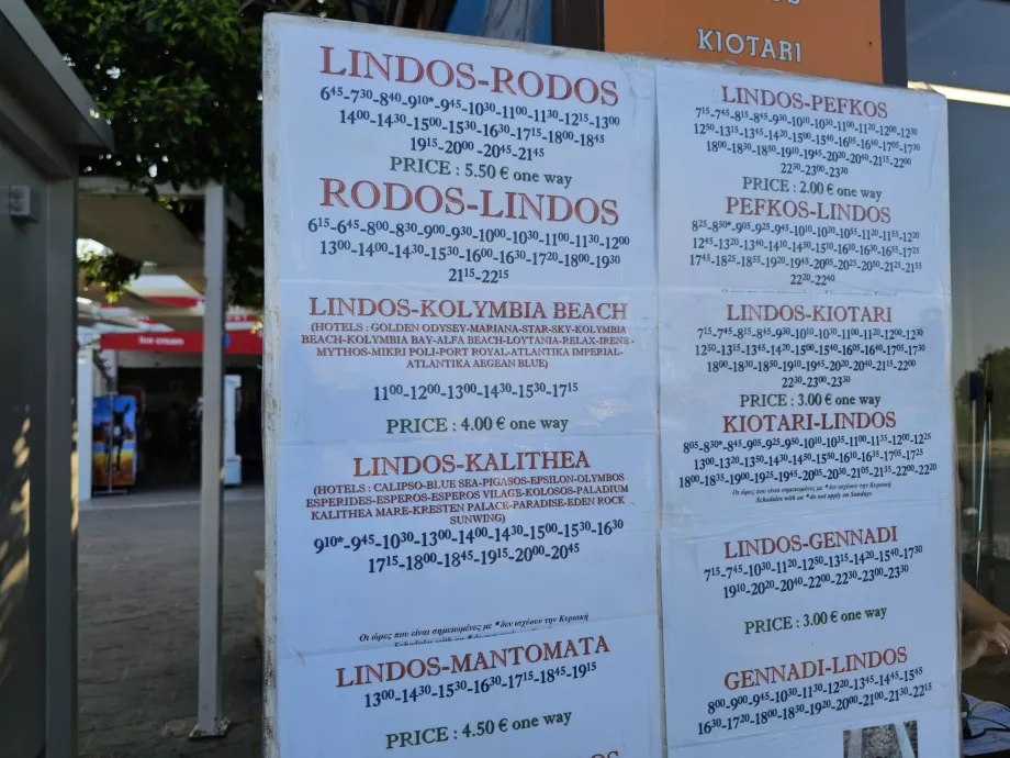 Timetable Lindos