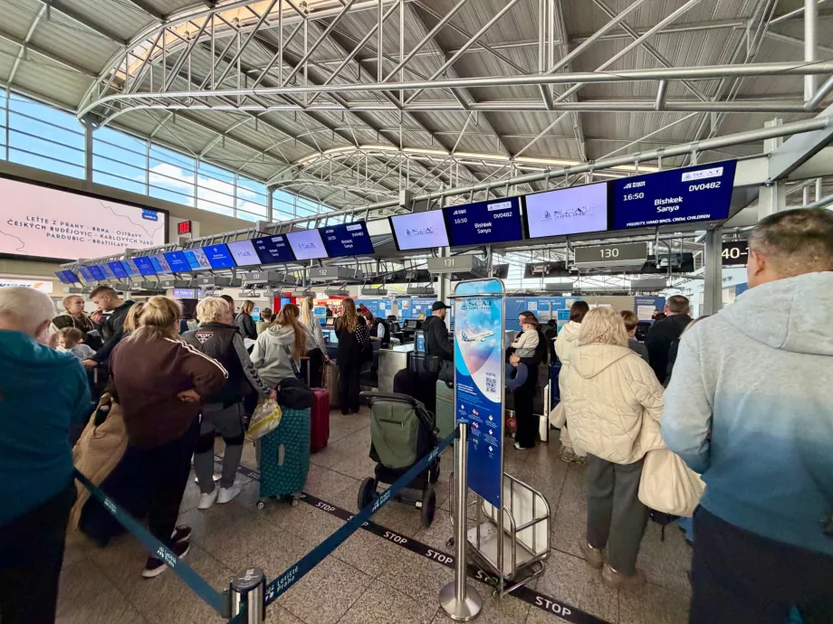 Check-in for PRG-SYX flight with SCAT