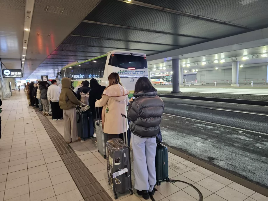 Bus queue in front of the international terminal