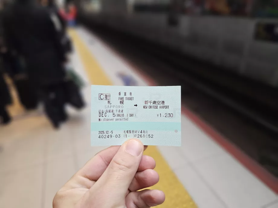 Sapporo -> Chitose Airport train ticket