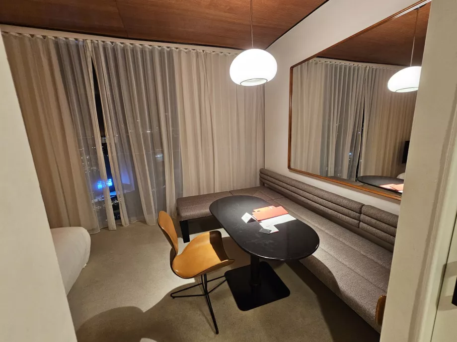 Room, table and sofas