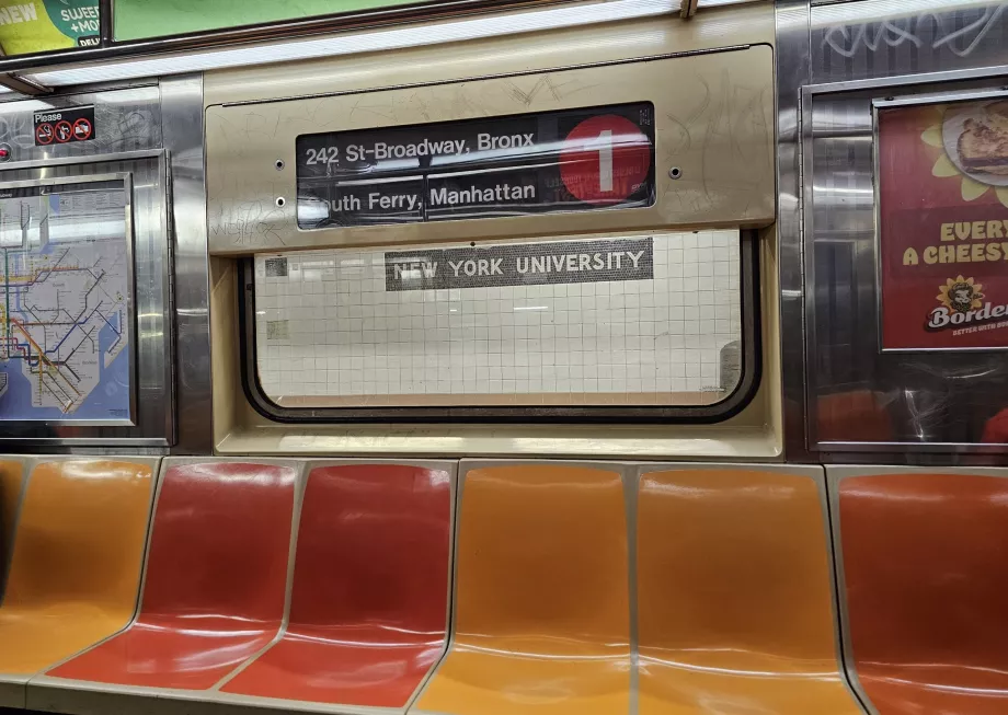 Interior of an older metro car