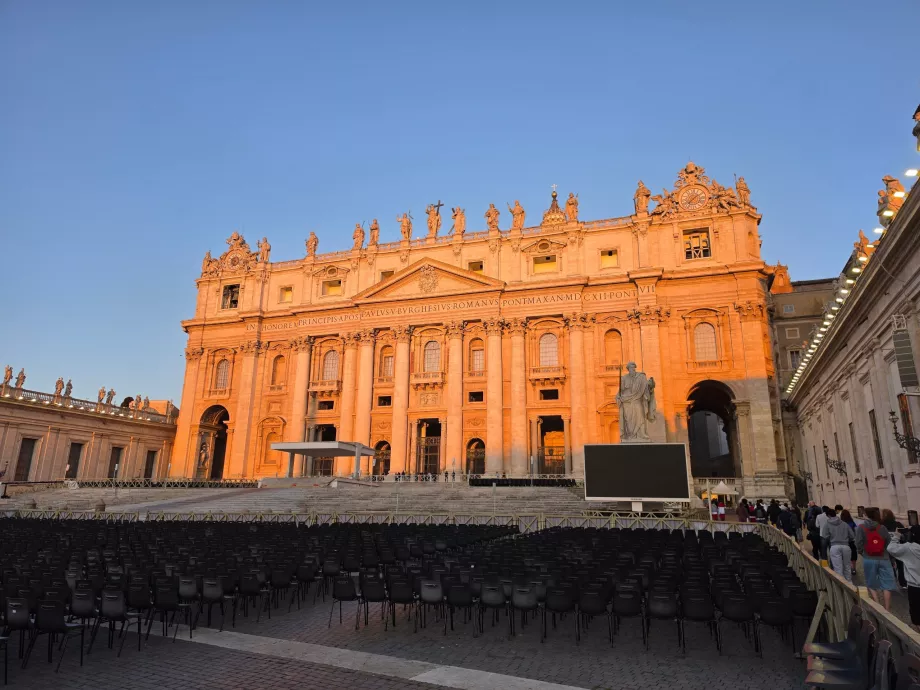 St. Peter's Basilica illuminated by the morning sun