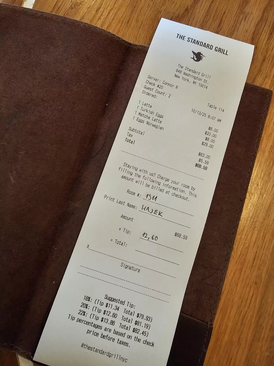 Bill, breakfast menu