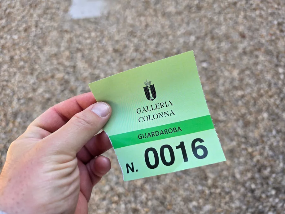 Galleria Colonna, ticket from the luggage room