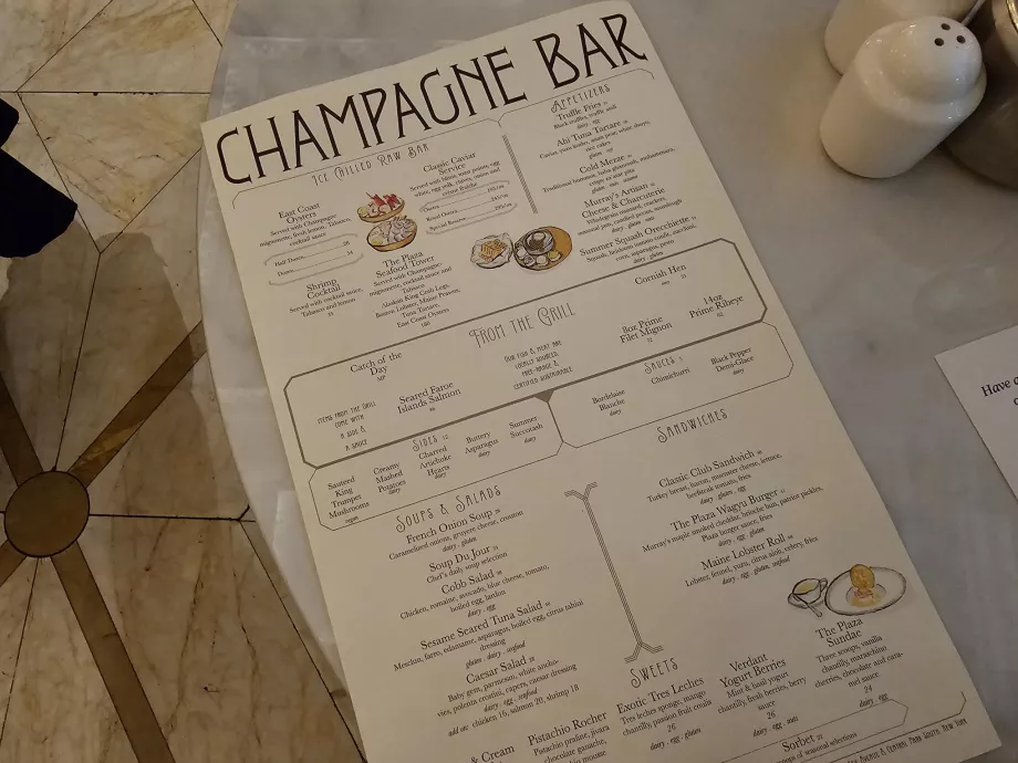 Champagne Bar menu