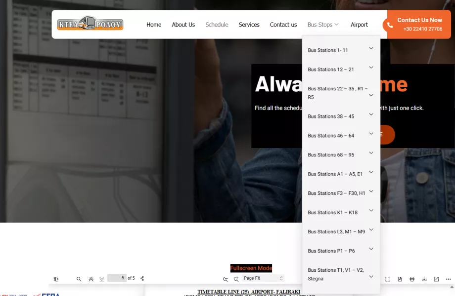 KTEL, timetable