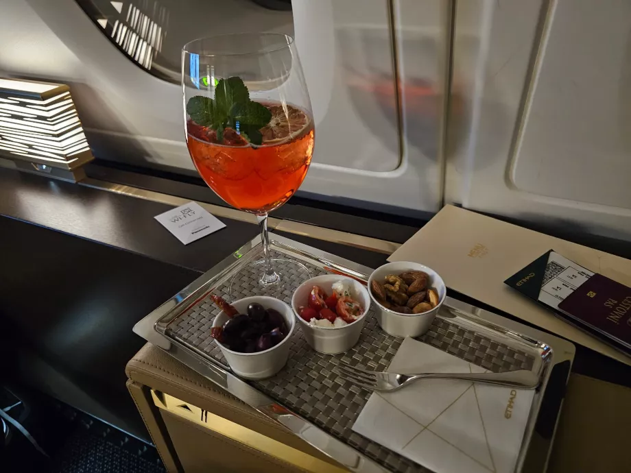 A cocktail during the flight