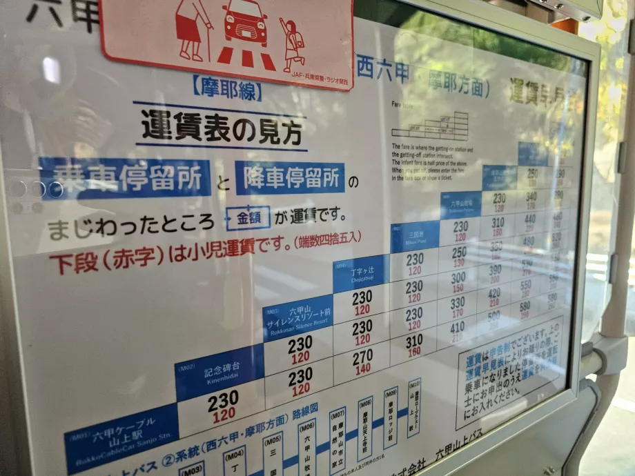 Mount Rokko bus price list