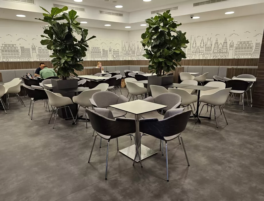 Dining tables in a quiet part of the lounge