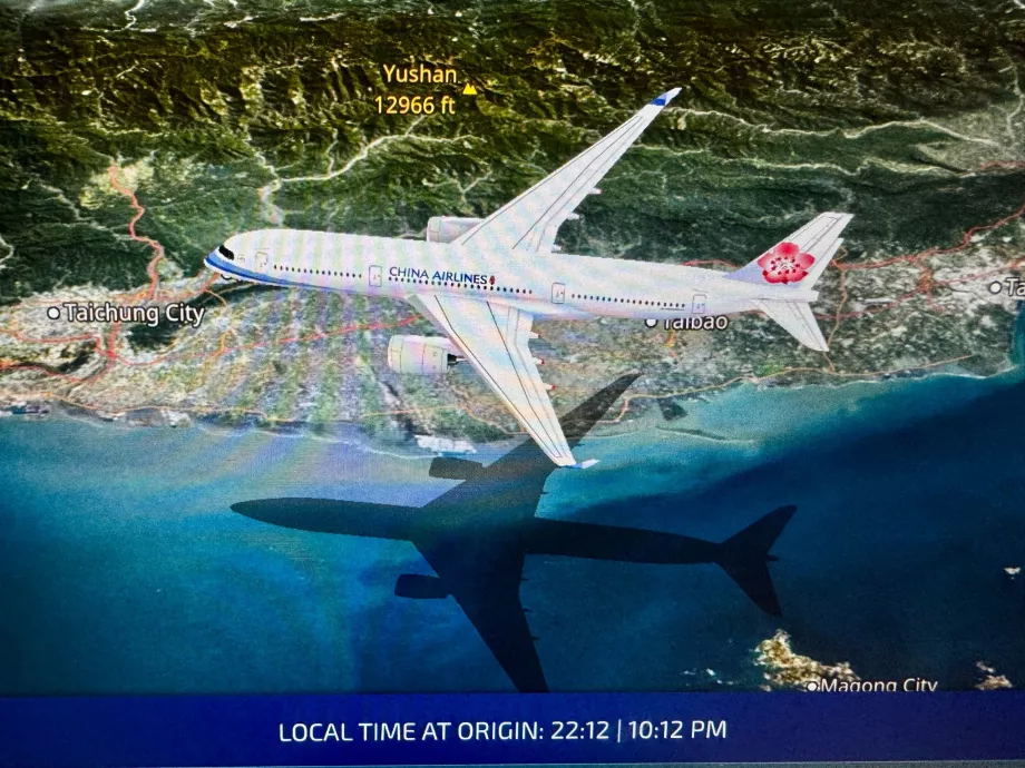 China Airlines aircraft on the map