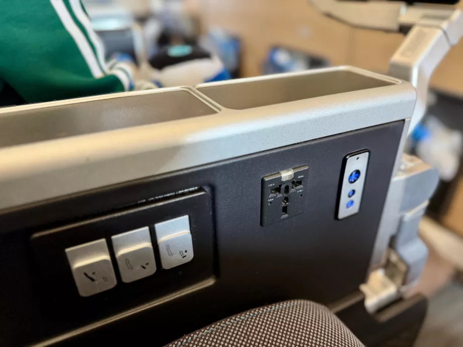 Seat control, power socket and light control
