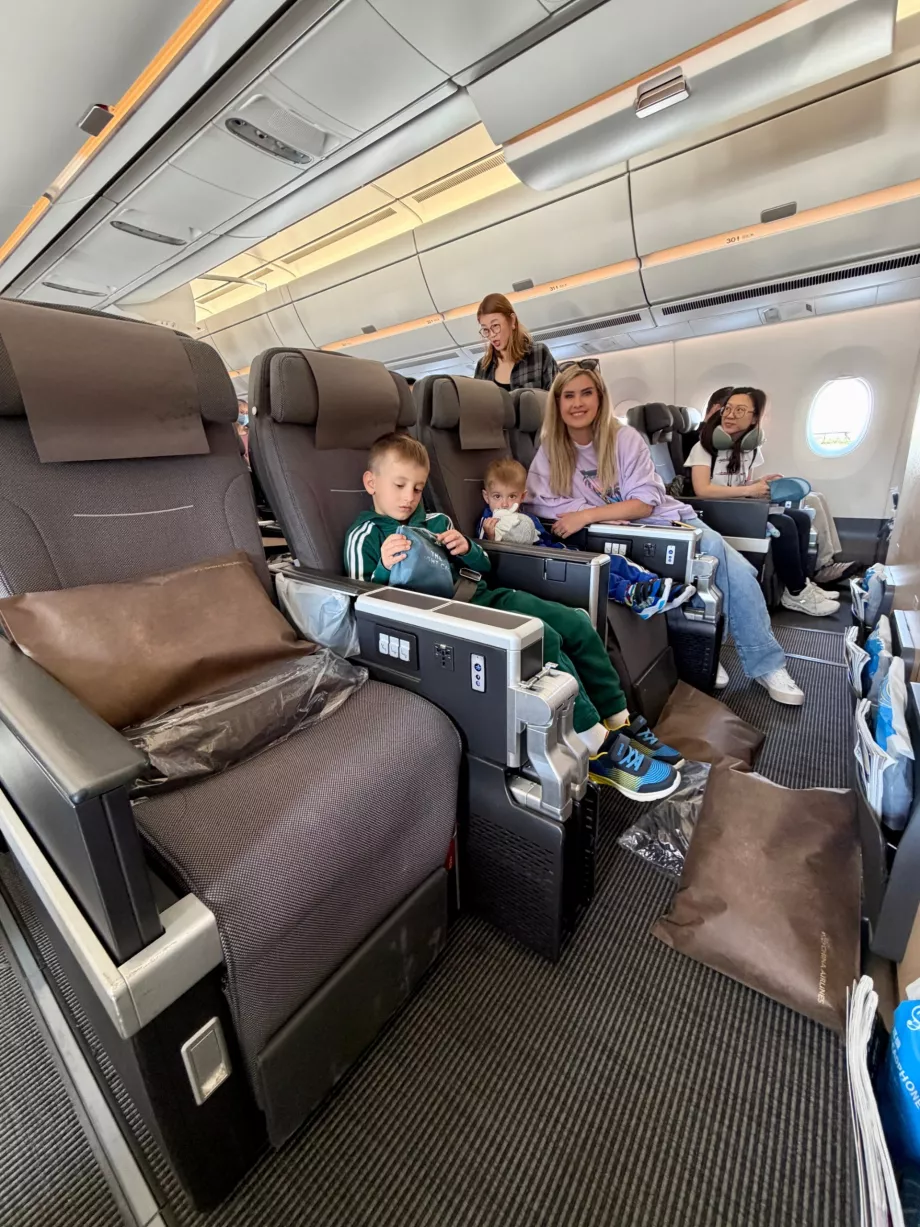 Our family in the first row Premium Economy