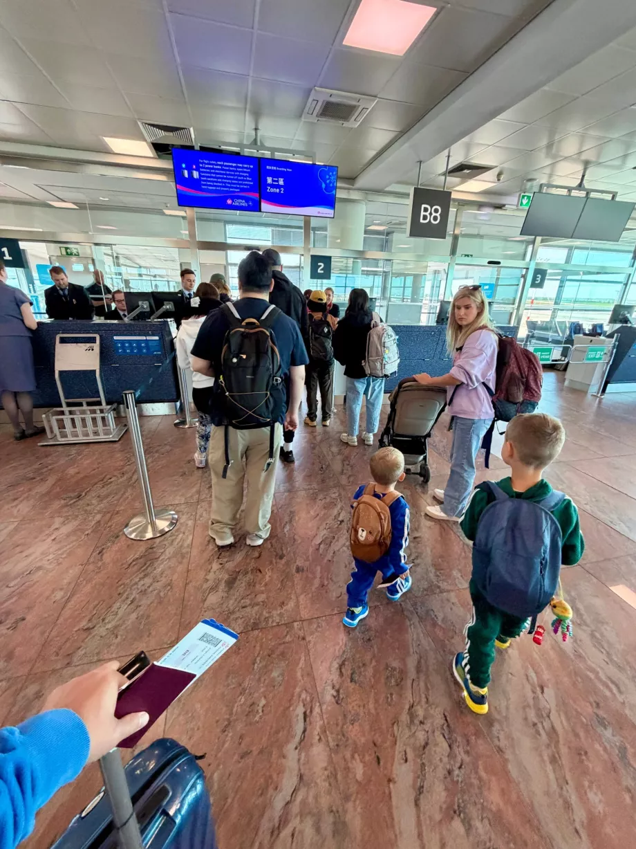 Boarding on flight CI68