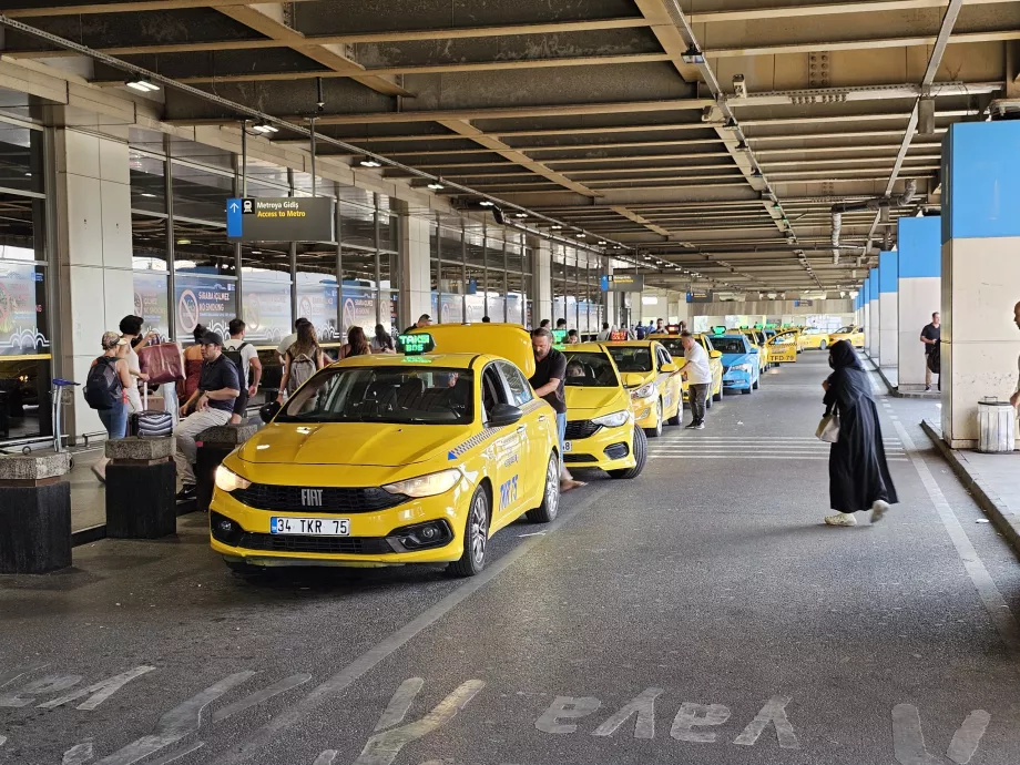 Taxi in front of the arrival hall