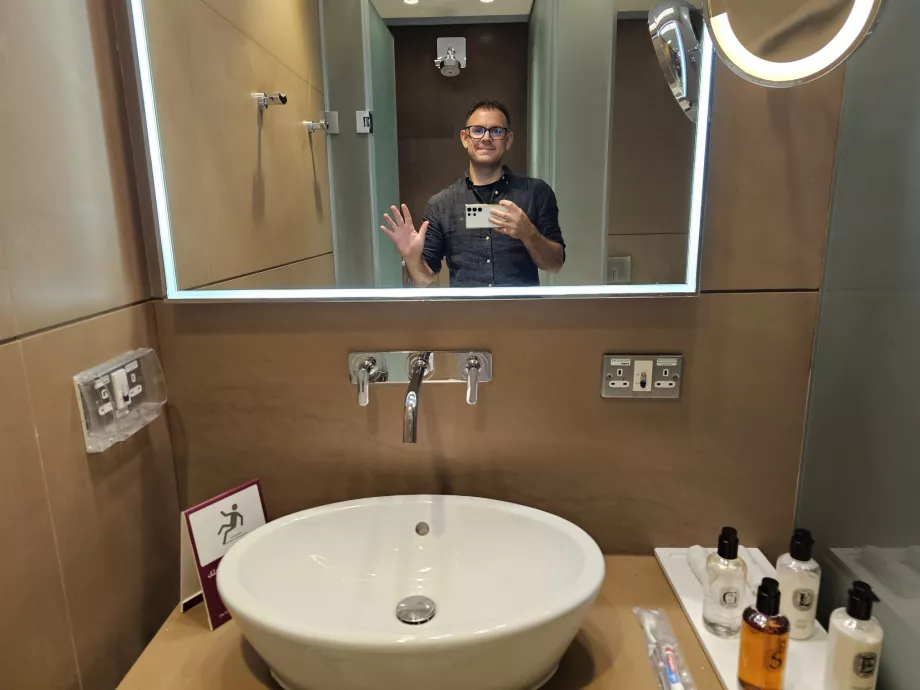 Christopher in the shower room